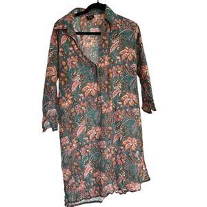 Connie Roberson Floral Tunic Cotton Size Small